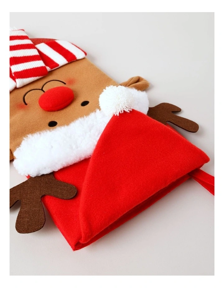 Candyland Christmas Plush Reindeer Stocking 42cm in Multi image 2