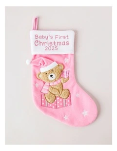 Candyland Felt Baby's First Christmas Stocking 35cm in Pink