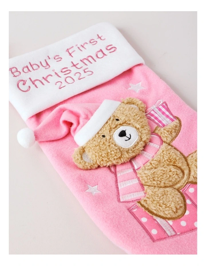 Candyland Felt Baby's First Christmas Stocking 35cm in Pink image 2