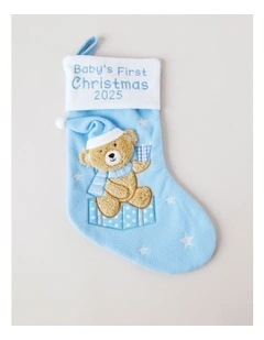 Candyland Felt Baby's First Christmas Stocking 35cm in Blue