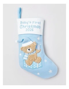 Nostalgia Felt Baby's First Christmas Stocking 35cm in Blue