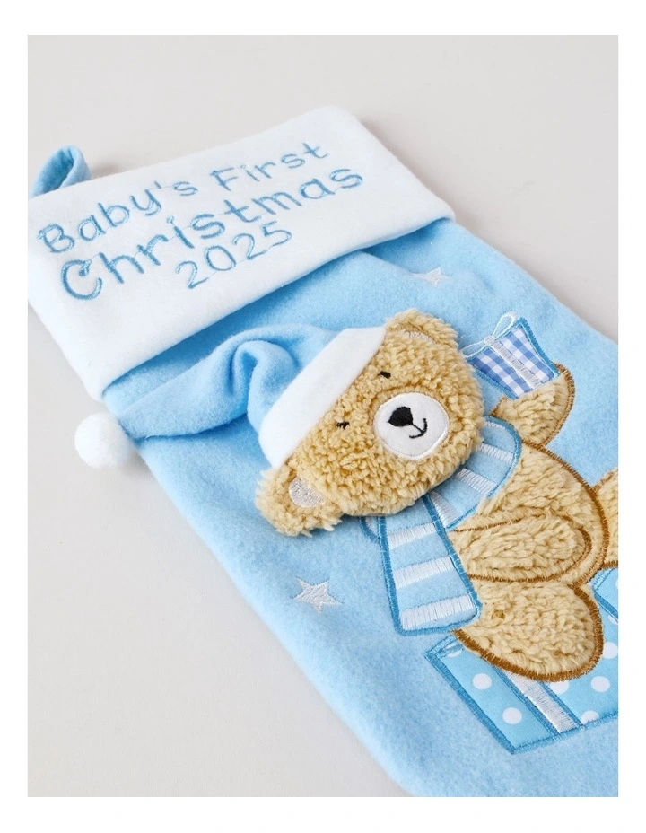 Candyland Felt Baby's First Christmas Stocking 35cm in Blue image 2