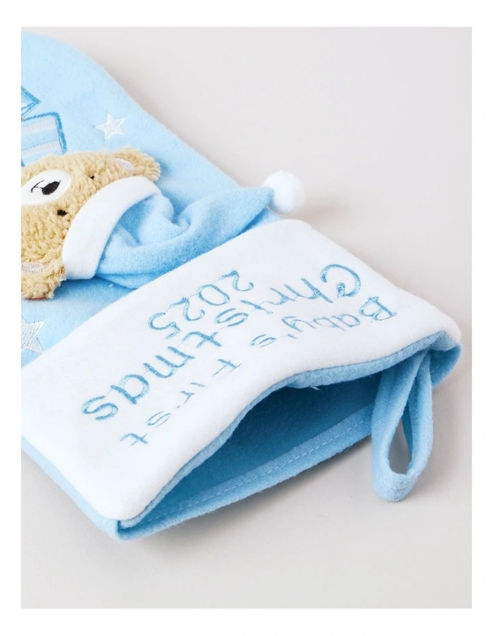 Candyland Felt Baby's First Christmas Stocking 35cm in Blue image 3