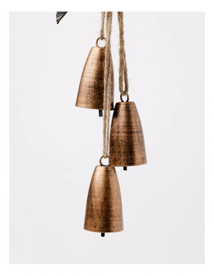 Harvest Christmas Rustic Metal Bell Cluster Ornament with Bow 25cm in Multi image 4