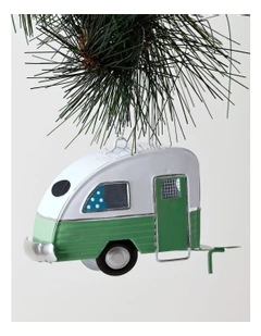 Eucalyptus Christmas Metal Caravan Ornament 10cm in Green