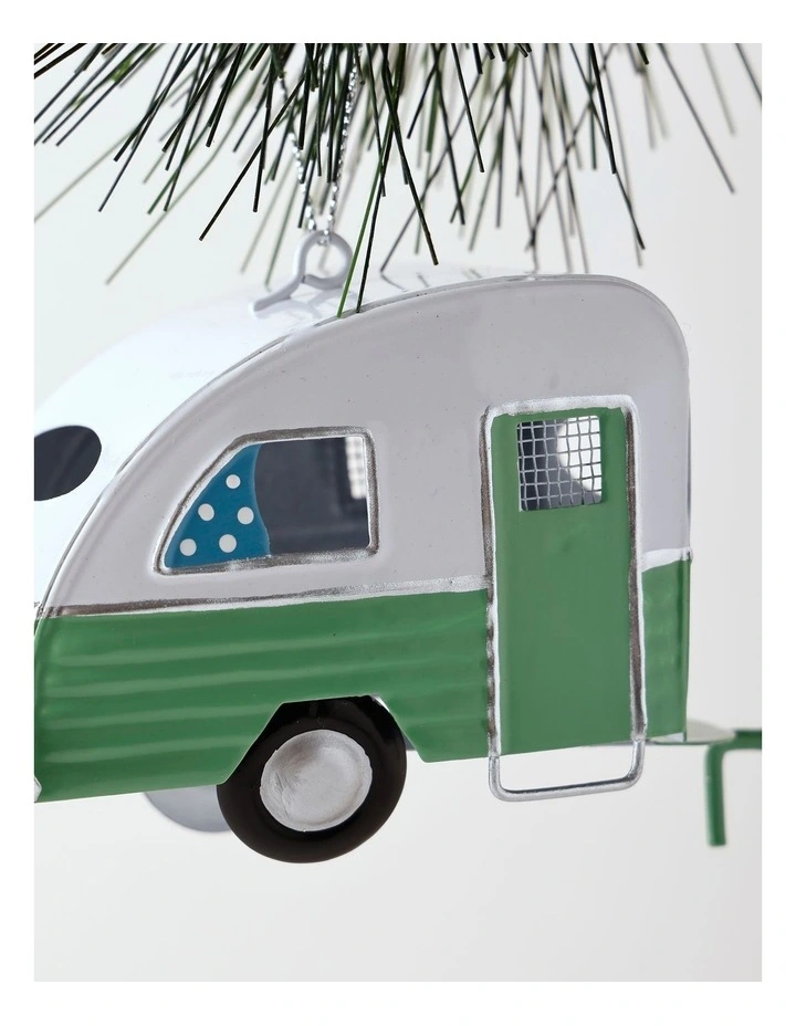 Eucalyptus Christmas Metal Caravan Ornament 10cm in Green image 2