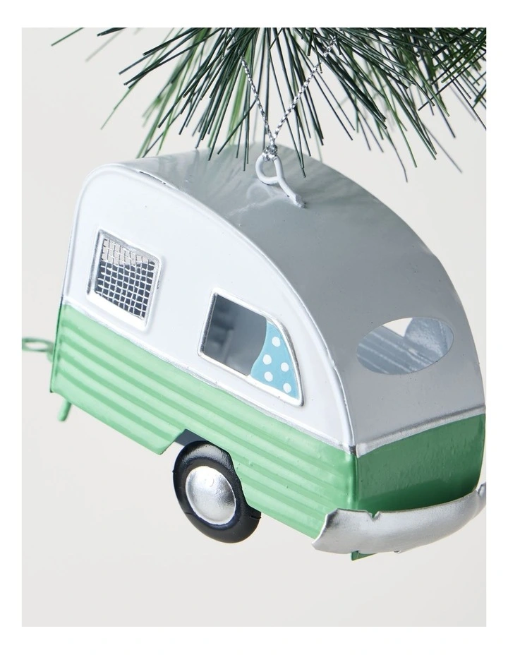 Eucalyptus Christmas Metal Caravan Ornament 10cm in Green image 2