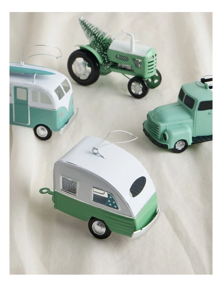 Eucalyptus Christmas Metal Caravan Ornament 10cm in Green image 3