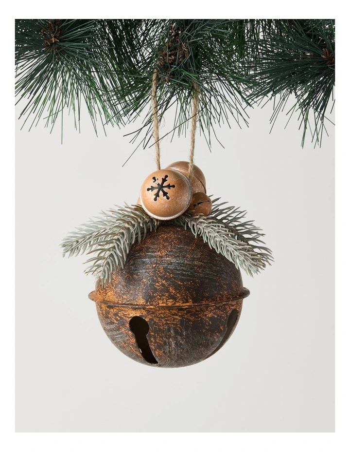 Harvest Christmas Metal Bell Ornament 11cm in Brown image 1