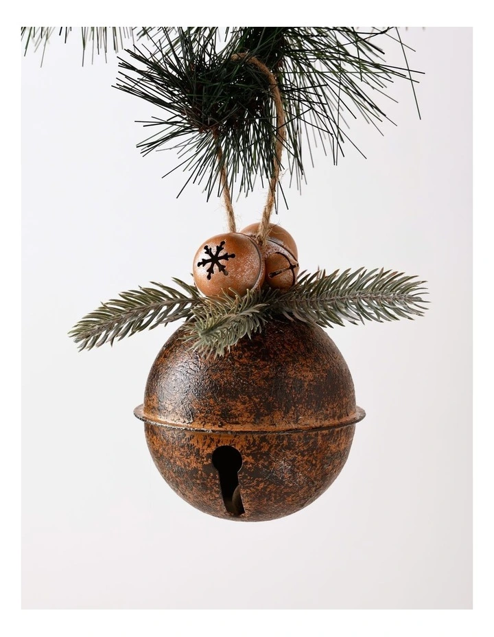 Harvest Christmas Metal Bell Ornament 11cm in Brown image 1
