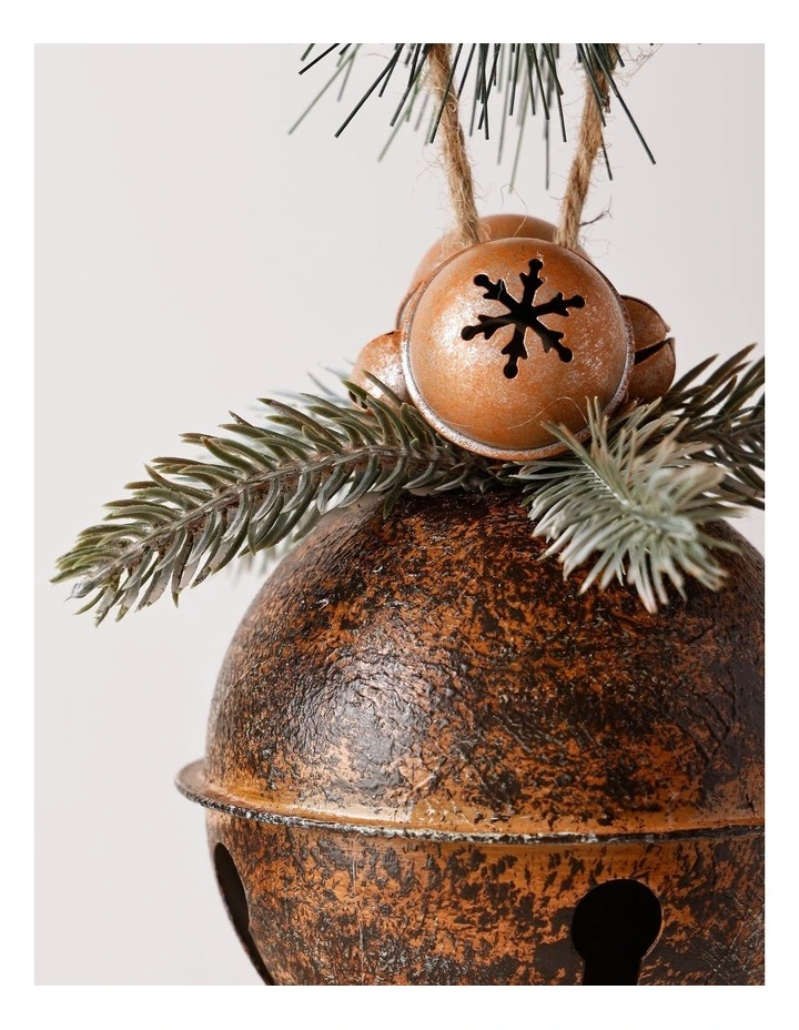 Harvest Christmas Metal Bell Ornament 11cm in Brown image 2