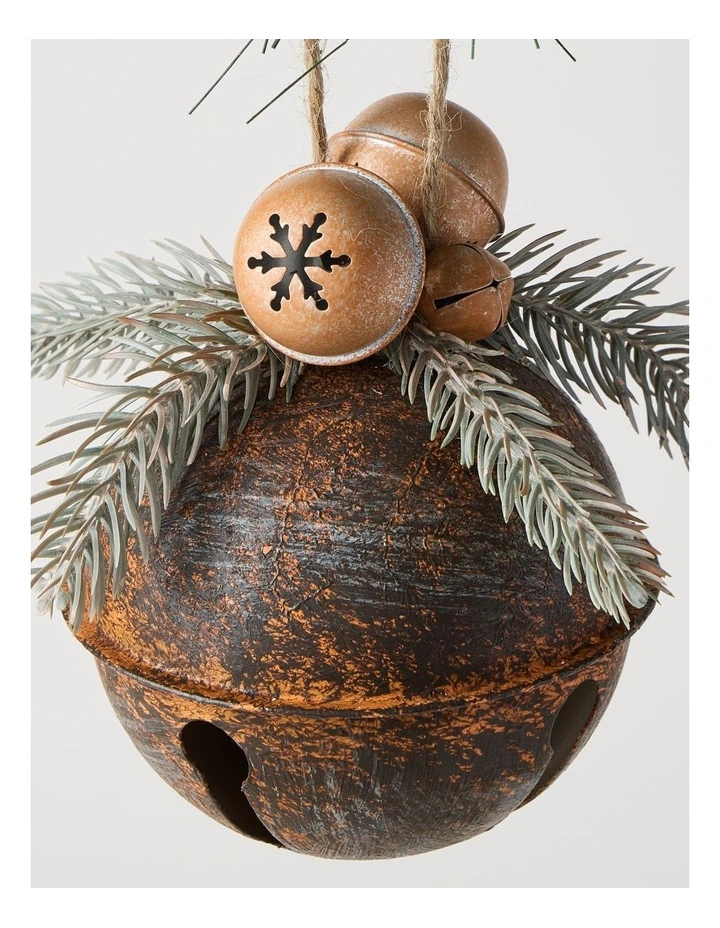 Harvest Christmas Metal Bell Ornament 11cm in Brown image 3