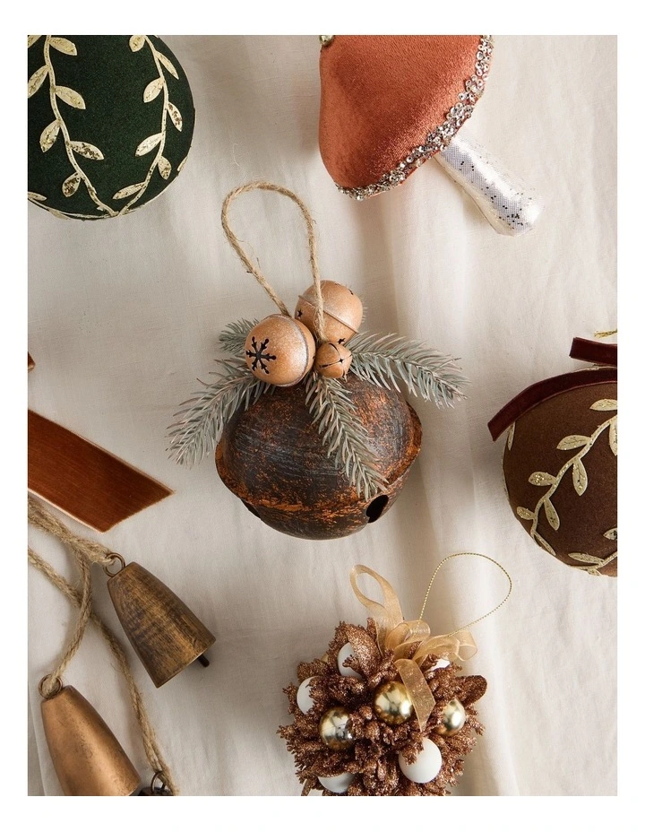 Harvest Christmas Metal Bell Ornament 11cm in Brown image 4