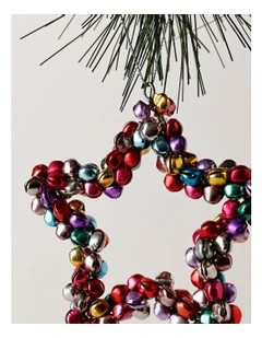 Candyland Christmas Metal Bell Star 10cm in Multi