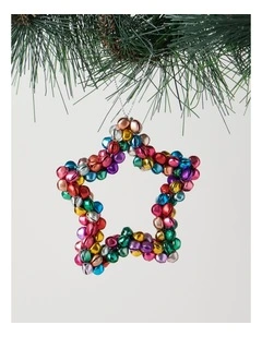 Nostalgia Christmas Metal Bell Star 10cm in Multi