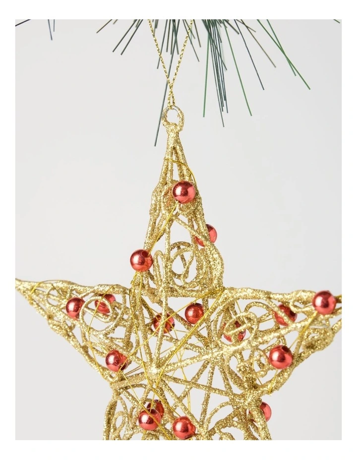 Heirloom Christmas Metal Wire & Beads Star Hanging Ornament 10cm image 2