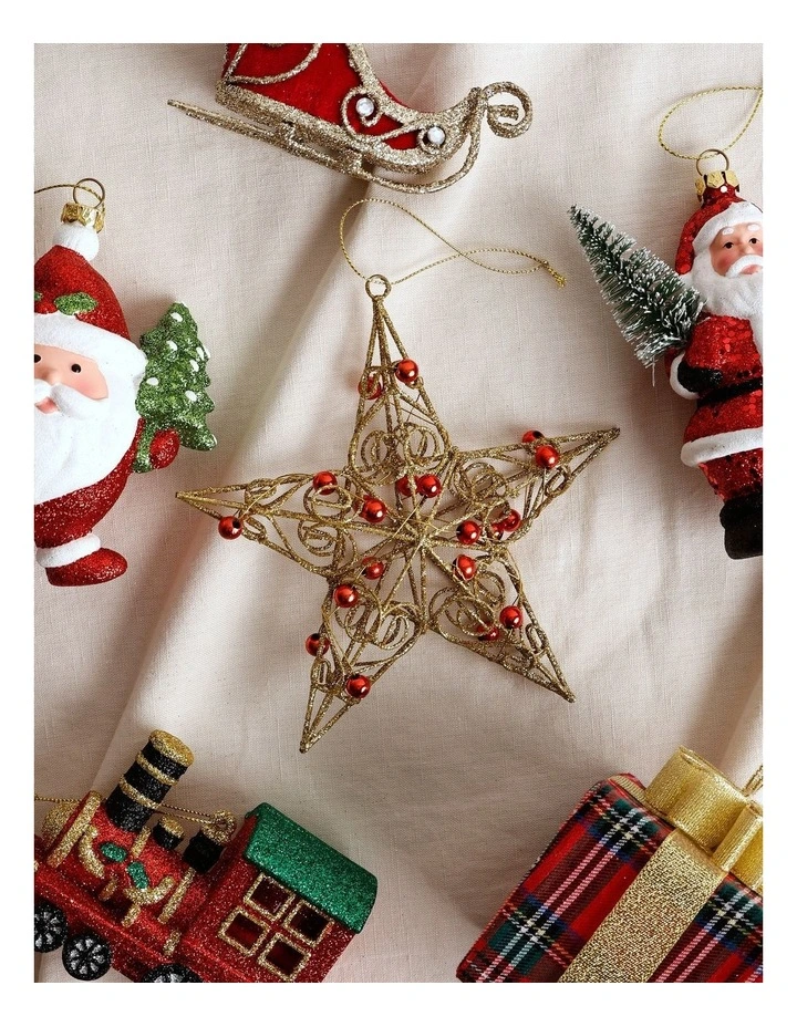 Heirloom Christmas Metal Wire & Beads Star Hanging Ornament 10cm image 3