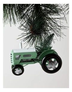 Eucalyptus Christmas Metal Tractor withTree OrnamentGreen: 7.5cm