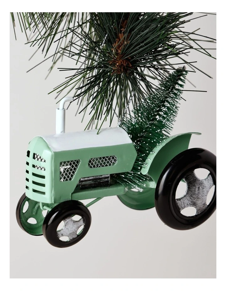 Eucalyptus Christmas Metal Tractor withTree OrnamentGreen: 7.5cm image 2