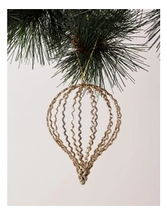 Luxe Christmas Glittered Wire Onion Ornament 12cm in Champagne
