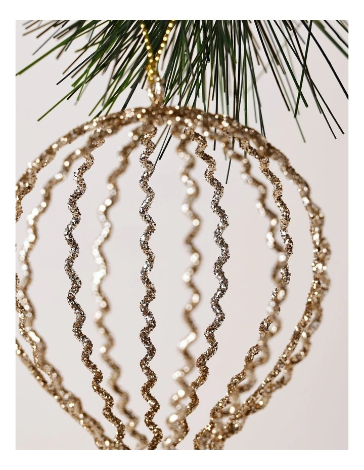 Luxe Christmas Glittered Wire Onion Ornament 12cm in Champagne image 2