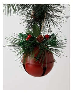 Heirloom Christmas Metal Bell Bauble withFoliage 10cm in Red