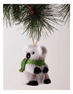 Eucalyptus Christmas Felt Koala Ornament 10cm in Grey