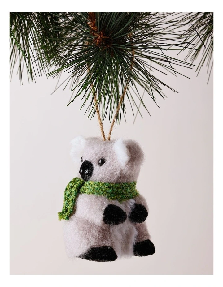 Eucalyptus Christmas Felt Koala Ornament 10cm in Grey image 1