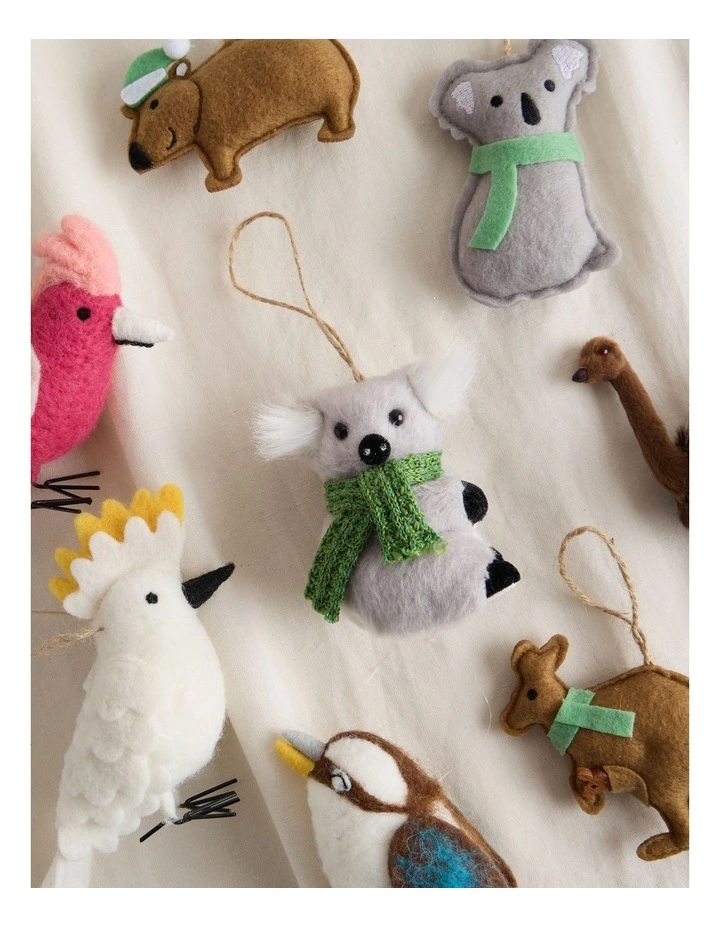 Eucalyptus Christmas Felt Koala Ornament 10cm in Grey image 3