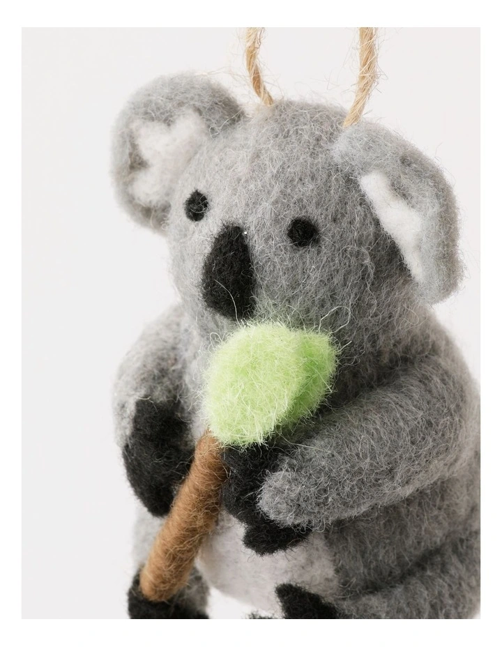 Eucalyptus Christmas Felt Koala Ornament 10cm in Grey image 4