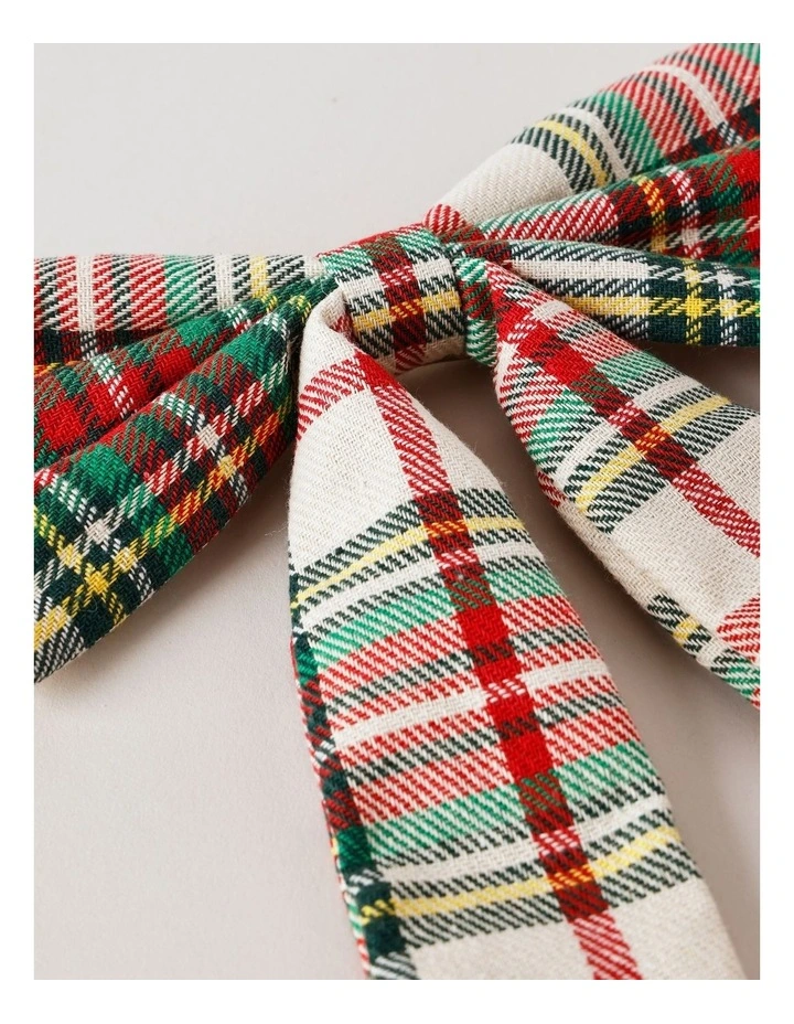 Heirloom Christmas Fabric Tartan Bow Clip 22cm Green image 4