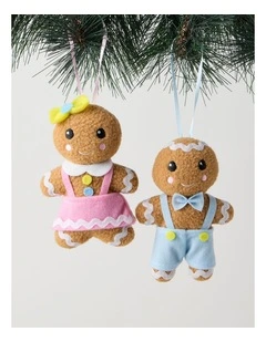 Nostalgia Christmas Assorted Plush Gingerbread Ornament 9cm in Multi