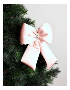 Luxe Christmas Oversized Plush Pink Bow Clip with Gem 33cm in Pink