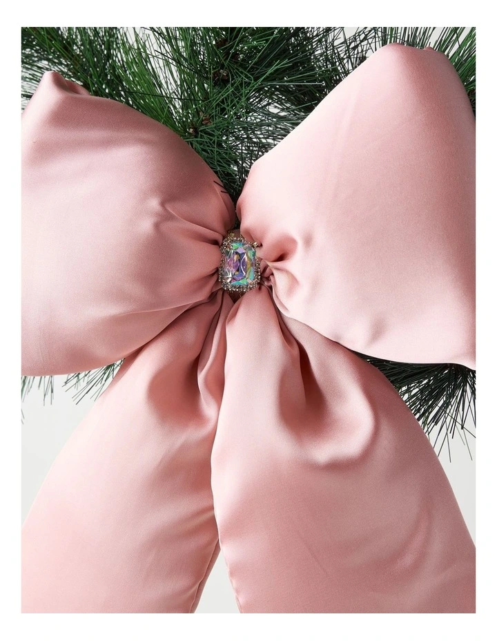 Luxe Christmas Oversized Plush Pink Bow Clip with Gem 33cm in Pink image 2
