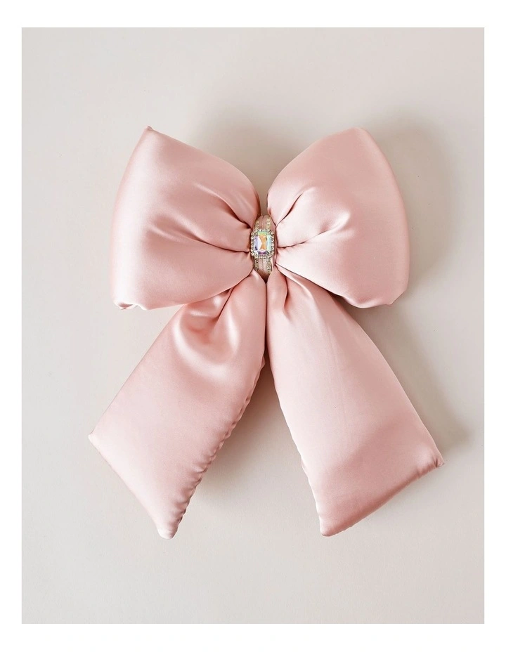 Luxe Christmas Oversized Plush Pink Bow Clip with Gem 33cm in Pink image 2