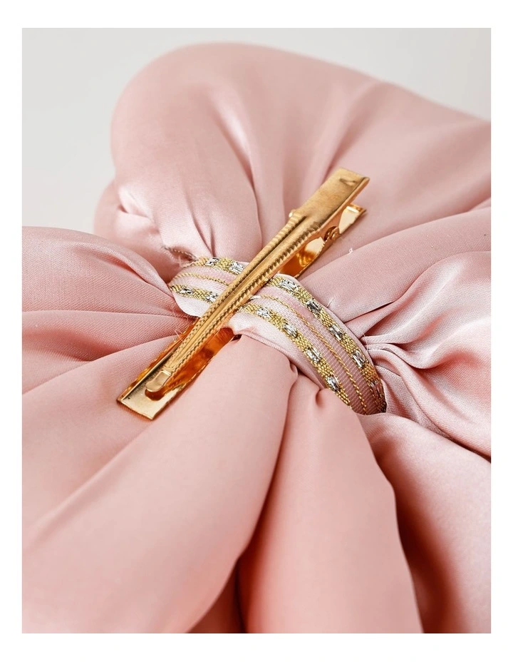 Luxe Christmas Oversized Plush Pink Bow Clip with Gem 33cm in Pink image 5