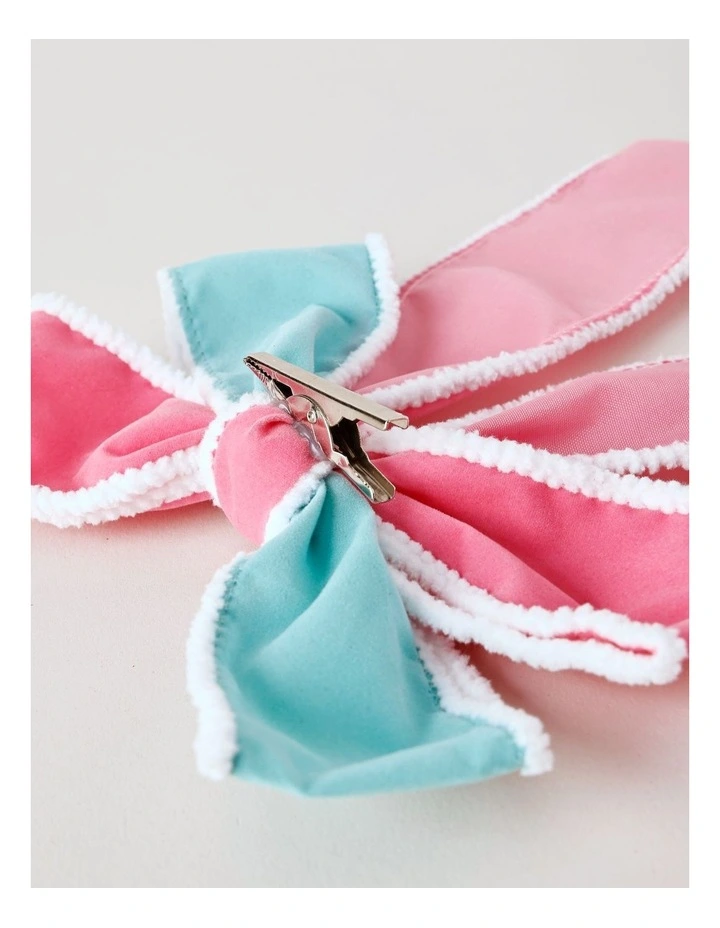 Candyland Christmas Fabric Bow Clip 20cm in Pink & Blue image 4