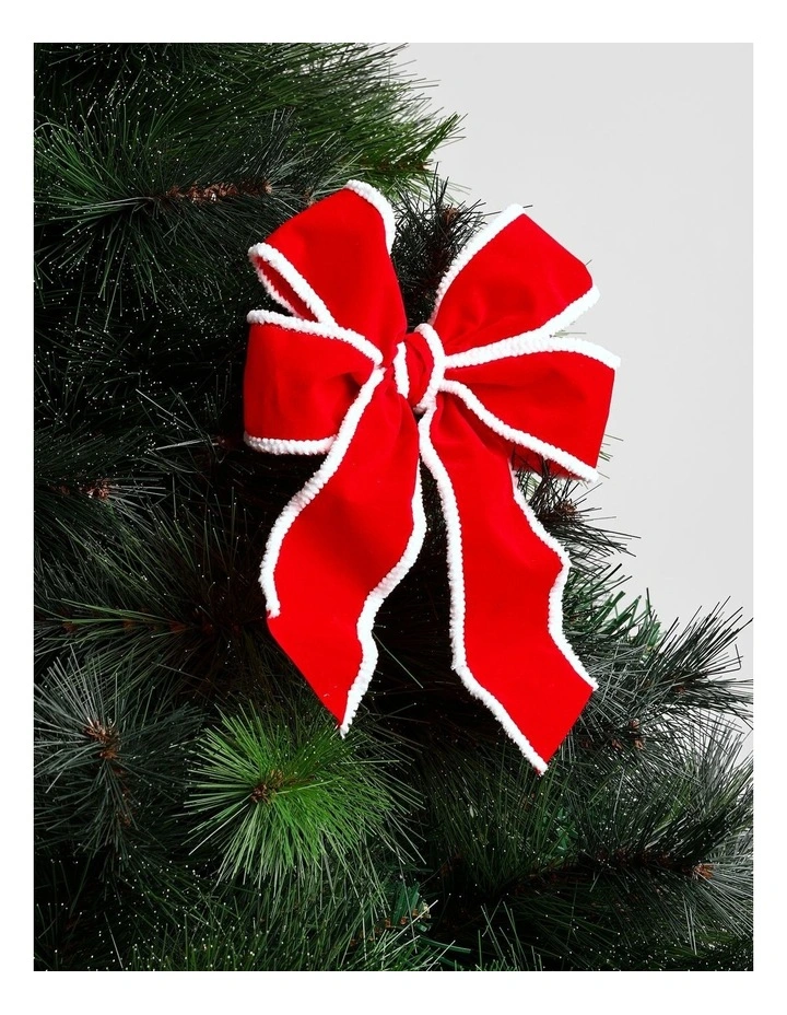 Candyland Christmas Fabric Bow Clip 20cm in Red & White image 1
