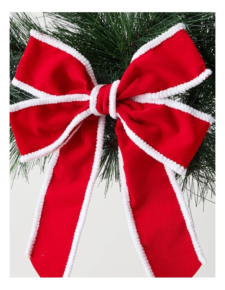 Nostalgia Christmas Fabric Bow Clip 20cm in Red & White image 2