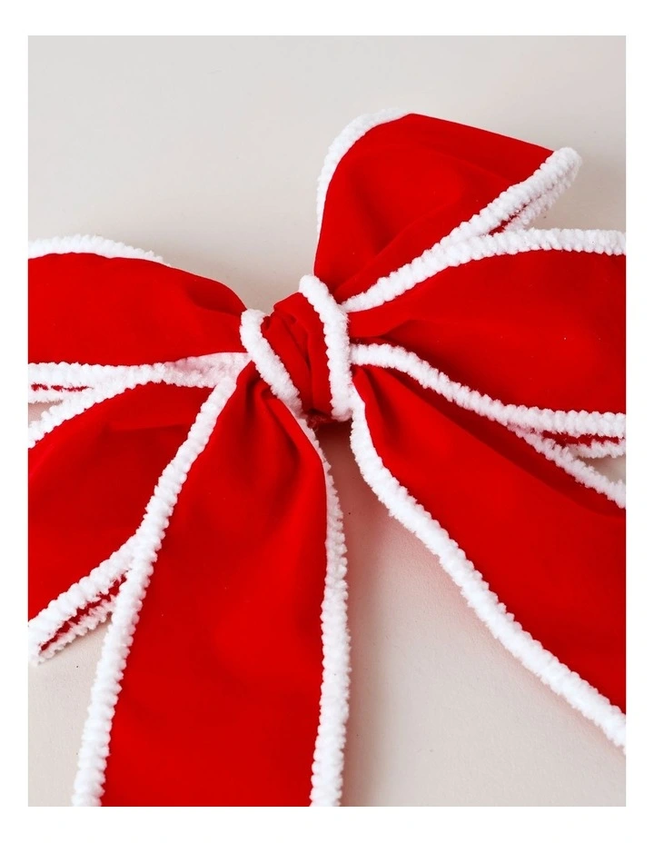 Candyland Christmas Fabric Bow Clip 20cm in Red & White image 3