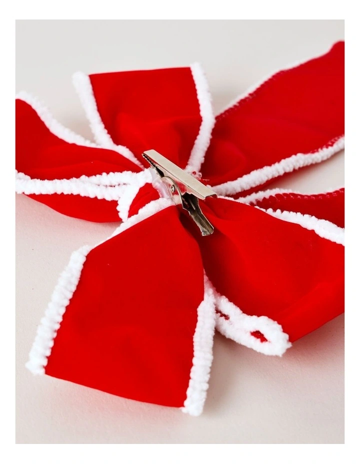 Candyland Christmas Fabric Bow Clip 20cm in Red & White image 4