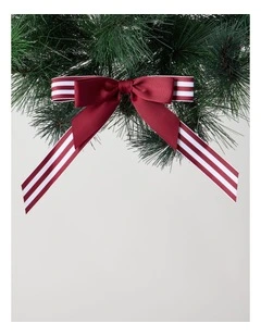 Heirloom Christmas Fabric Striped Bow Clip 21cm in Red/White