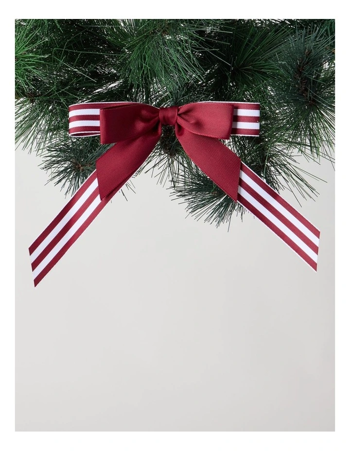 Heirloom Christmas Fabric Striped Bow Clip 21cm in Red/White image 1