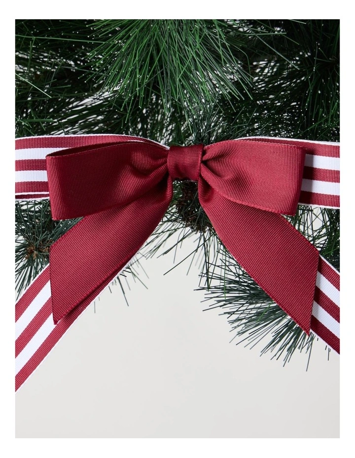 Heirloom Christmas Fabric Striped Bow Clip 21cm in Red/White image 2