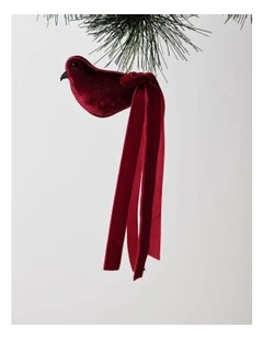 Heirloom Christmas Ribbon Bird Ornament 19cm in Red