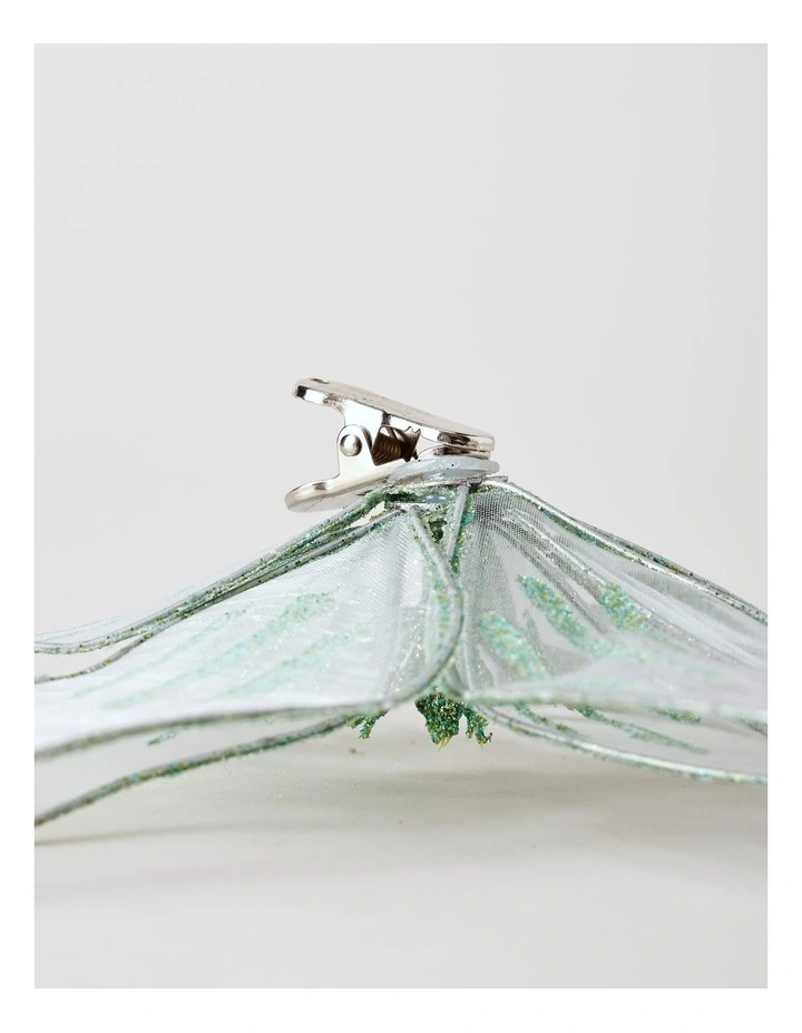 Eucalyptus Christmas Fabric Organza Poinsettia Clip 20cm in Mint image 4