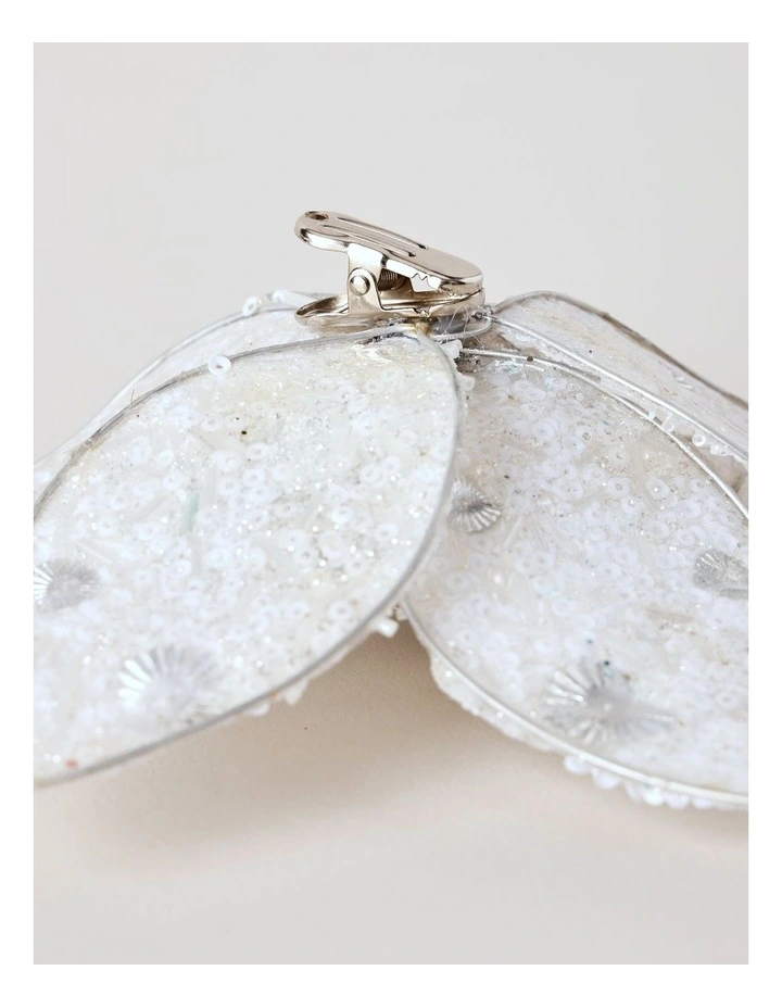 Eucalyptus Christmas Embellished Poinsettia Clip 19cm in White image 4