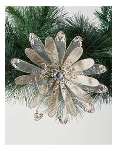 Luxe Christmas Fabric Embellished Flower Clip 20cm in Rose Gold
