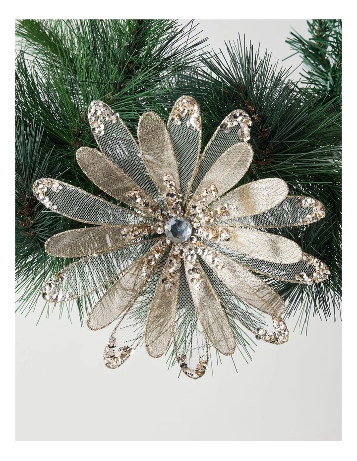 Luxe Christmas Fabric Embellished Flower Clip 20cm in Rose Gold image 1