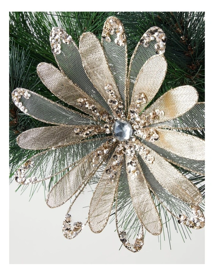 Luxe Christmas Fabric Embellished Flower Clip 20cm in Rose Gold image 2